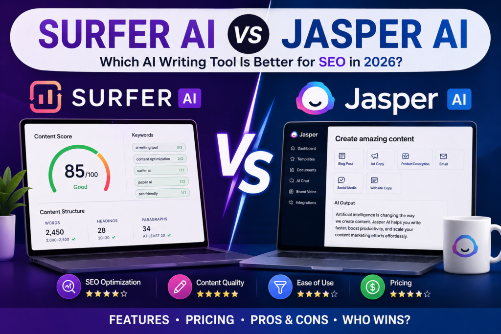 Surfer AI vs Jasper AI: Which AI Writing Tool Is Better for SEO in 2026
